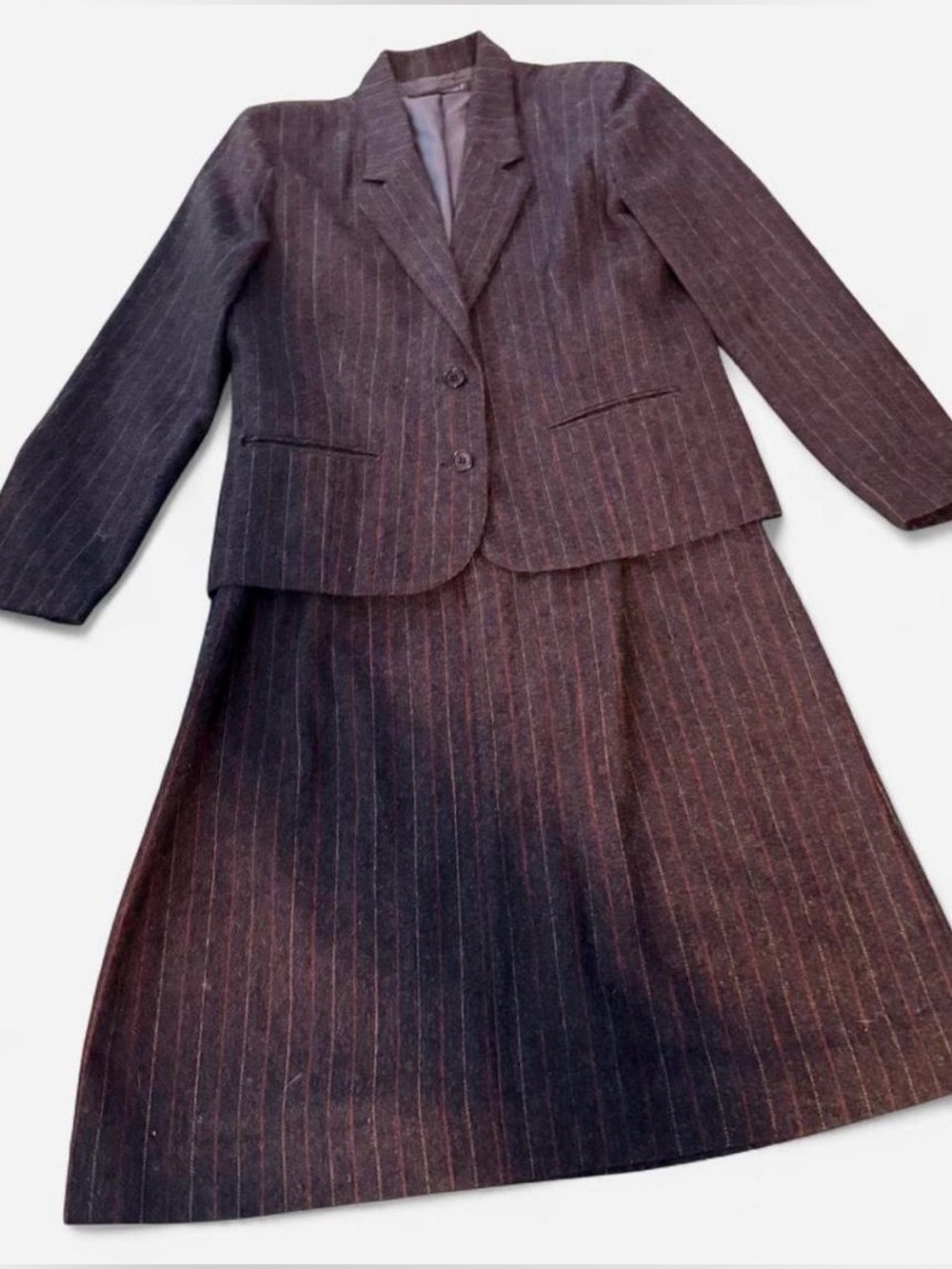 That’s Me Vtg Late 70s/Early 80s Pinstripe 2‑Piece Suit, Size 13 (Modern 8–10)